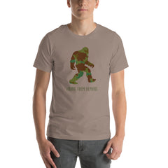 Camoflage Sasquatch Yeti Bigfoot Unisex t-shirt in Regular & Plus