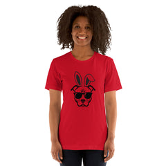 Pitbull in Sunglasses Easter Happy Easter Bunny Unisex t-shirt gift for Easter Pitbull Dog Lover