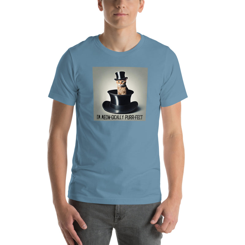 Meow-gic Funny Magic Cat in a Hat Unisex t-shirt