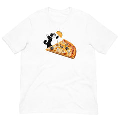 Funny T-Shirt Fat Cat Holding a Taco Goat Cheese Pizza Unisex t-shirt