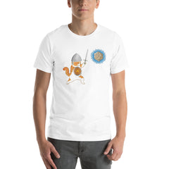 D&D Cat in Armor D20 Unisex t-shirt for someone who loves cats and D20s