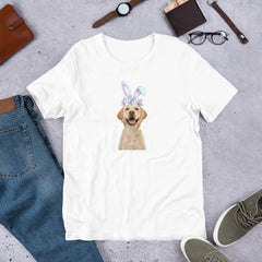 Yellow Labrador Happy Easter Bunny Unisex T-shirt gift for Yellow Lab dog lover