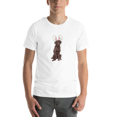 Chocolate Labrador Happy Easter Bunny Unisex T-shirt gift for Chocolate Lab Dog Owner Lover