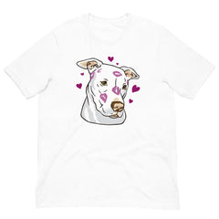 White Pitbull Kisses Short Sleeve Crew Neck Unisex t-shirt