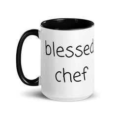 Blessed Chef Ceramic 15oz Mug with color inside gift for someone who cooks