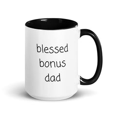 Blessed Bonus Dad Ceramic 15oz Mug with Color Inside gift for bonus dad