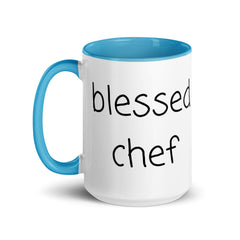 Blessed Chef Ceramic 15oz Mug with color inside gift for someone who cooks