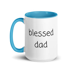 Blessed Dad Ceramic 15oz Mug with Color Inside gift for Father's Day Birthday