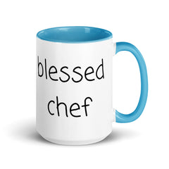 Blessed Chef Ceramic 15oz Mug with color inside gift for someone who cooks