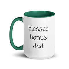 Blessed Bonus Dad Ceramic 15oz Mug with Color Inside gift for bonus dad