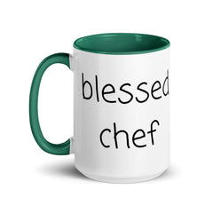 Blessed Chef Ceramic 15oz Mug with color inside gift for someone who cooks