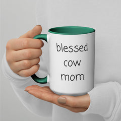 Blessed Cow Mom Ceramic 15oz Mug with Color Inside gift for someone who has cows