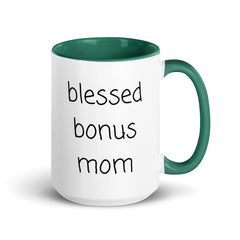 Blessed Bonus Mom Ceramic 15oz Mug with Color Inside gift for bonus mom