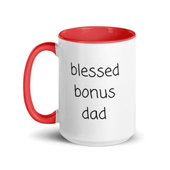 Blessed Bonus Dad Ceramic 15oz Mug with Color Inside gift for bonus dad