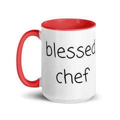 Blessed Chef Ceramic 15oz Mug with color inside gift for someone who cooks