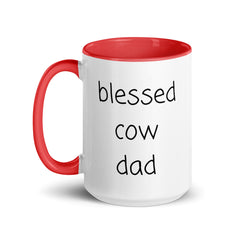 Blessed Cow Dad Ceramic 15oz Mug with Color Inside gift for someone who has cows