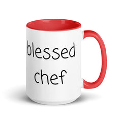 Blessed Chef Ceramic 15oz Mug with color inside gift for someone who cooks