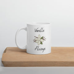 Vanilla Flower Vanilla Bean White Ceramic Mug gift for someone who loves vanilla bakes baker pastry chef