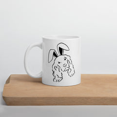 Spaniel Happy Easter Bunny White Ceramic glossy mug gift for Easter Spaniel Dog Lover