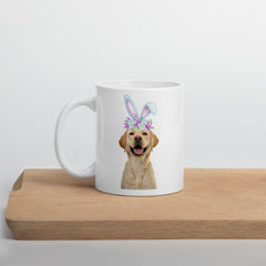 Yellow Labrador Happy Easter Bunny Ceramic White Glossy Mug gift for Yellow Lab dog lover