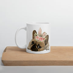 French Bulldog Happy Easter Bunny White Ceramic glossy mug gift for French Bulldog dog lover