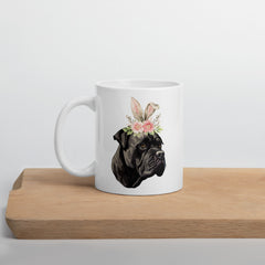 Black Cane Corso Happy Easter Bunny White Ceramic glossy mug gift for Cane Corso Owner Lover