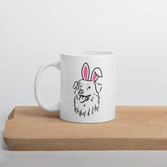 Australian Sheppard Easter Bunny White Ceramic glossy mug gift for aussi sheppard dog lover