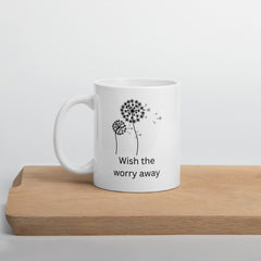 Dandelion Seeds Wishes Ceramic White glossy mug gift for someone who has worries