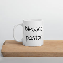 Blessed Pastor Ceramic White glossy mug gift for church pastor