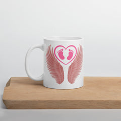 Pink Angel Wings Ceramic White glossy mug Baby Girl Loss Loss of Child Miscarriage