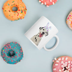 Dalmation Happy Easter Bunny White Ceramic glossy mug gift for Dalmation dog lover owner