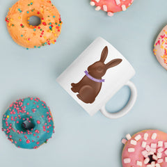 Chocolate Easter Bunny Happy Easter White Ceramic glossy mug gift for Easter