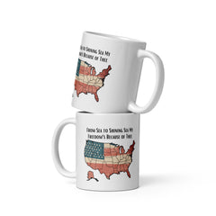 Patriotic American From Sea to Shining Sea Ceramic White glossy mug with handle