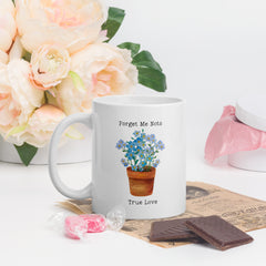 Victorian Flower Language Forget-Me-Not True Love Ceramic White glossy mug