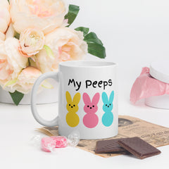 My Peeps Bunny Easter White Ceramic glossy mug gift for Easter gift for friends