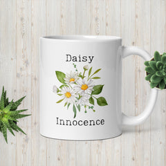 Victorian Flower Language Daisy Innocence White Ceramic glossy mug