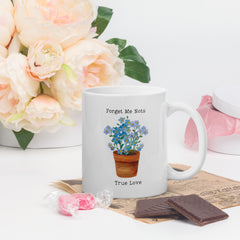 Victorian Flower Language Forget-Me-Not True Love Ceramic White glossy mug