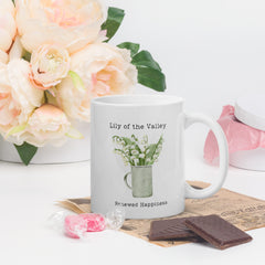 Victorian Flower Language Lily of the Valley Renewed Happiness White Ceramic glossy mug