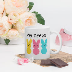 My Peeps Bunny Easter White Ceramic glossy mug gift for Easter gift for friends