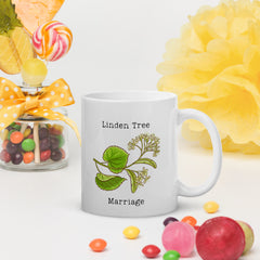 Victorian Flower Language Linden Tree Marriage White Ceramic glossy mug gift