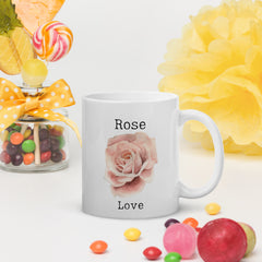 Victorian Flower Language Rose Love Ceramic White glossy mug gift for someone you love