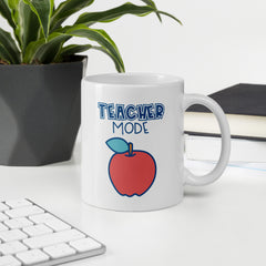 Teacher Mode Apple Ceramic White glossy mug gift for teachers