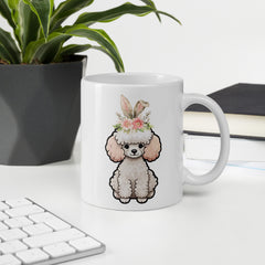 Toy Poodle Happy Easter Bunny White Ceramic glossy mug gift for Easter Poodle Dog Lover