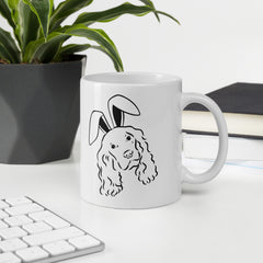 Spaniel Happy Easter Bunny White Ceramic glossy mug gift for Easter Spaniel Dog Lover