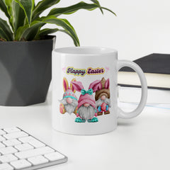 Easter Gnomes Happy Easter Bunny Ceramic White glossy mug gift for Easter gift for someone who loves gnomes