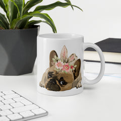 French Bulldog Happy Easter Bunny White Ceramic glossy mug gift for French Bulldog dog lover