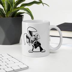 Boxer Outline Happy Easter Bunny White Ceramic glossy mug gift for Boxer Dog Owner Lover