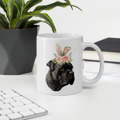 Black Cane Corso Happy Easter Bunny White Ceramic glossy mug gift for Cane Corso Owner Lover