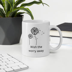 Dandelion Seeds Wishes Ceramic White glossy mug gift for someone who has worries