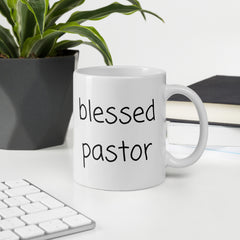 Blessed Pastor Ceramic White glossy mug gift for church pastor